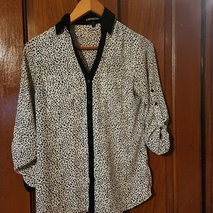 Express Black and White Polka Dot Blouse